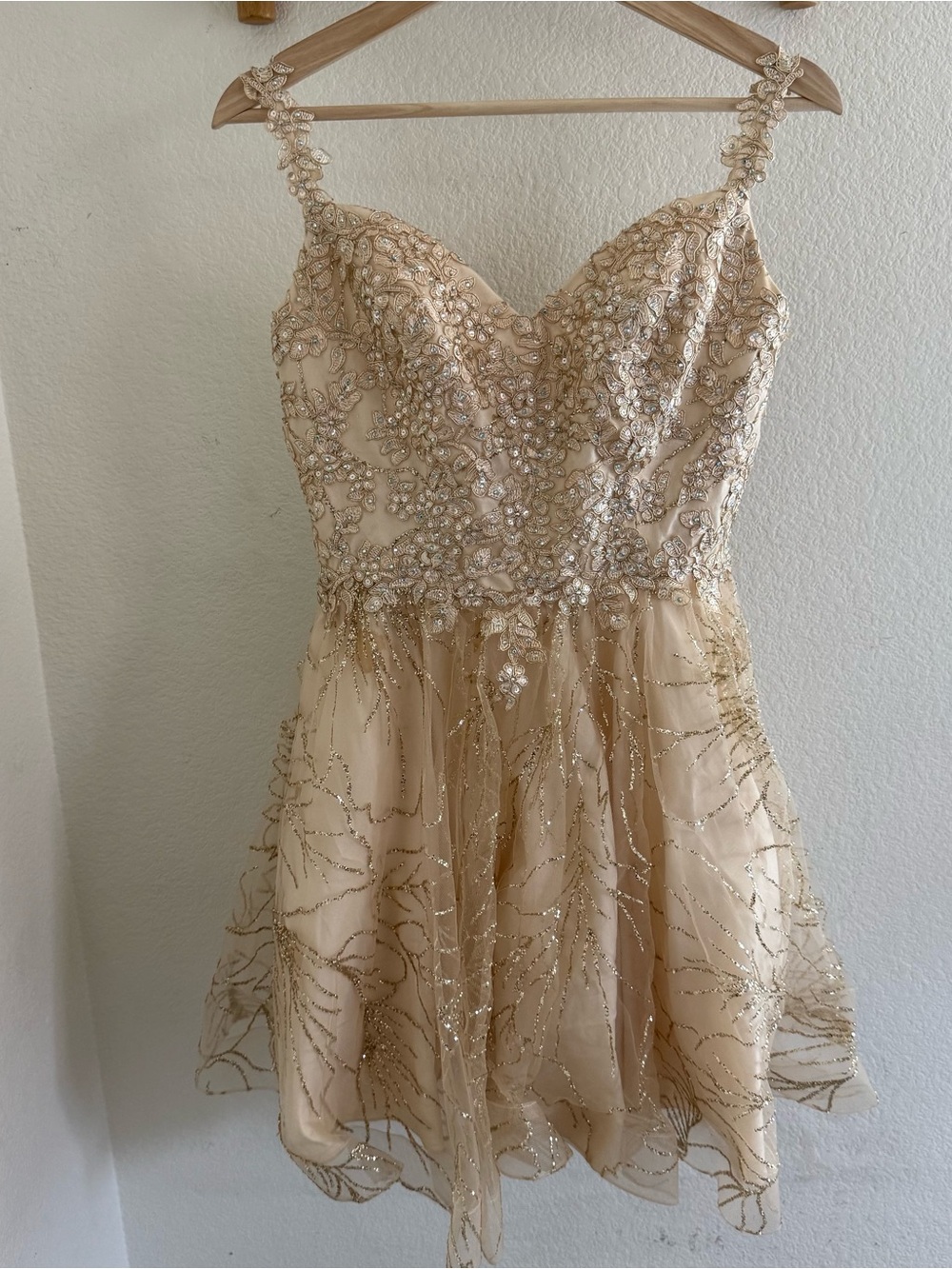 Champagne Glitter A-Line Corset Homecoming prom Formal pageant fairy dress